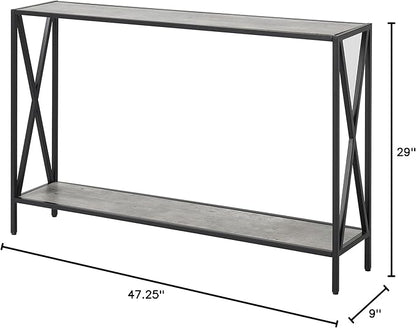 Convenience Concepts Tucson Console Table 47.25" - Modern Sofa Table with Storage Shelf, Entryway Hall Table for Living Room, Faux Birch/Black