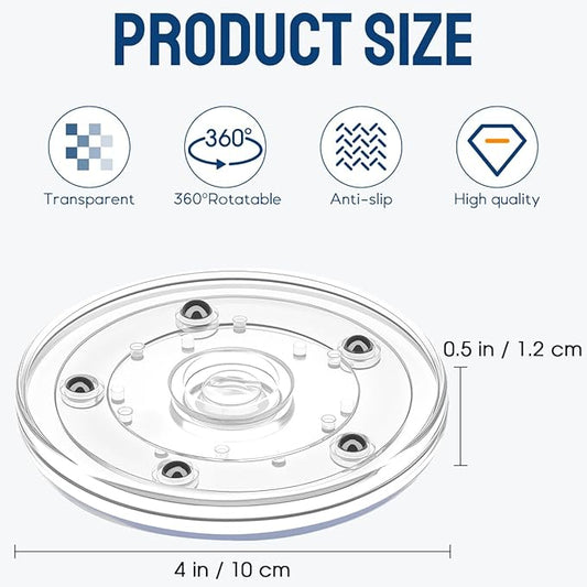 Small Lazy Susan 4 inch, Acrylic Lazy Susan Cabinet Rotation Organizer for Kitchen Countertop, Spice Rack, Makeup & Cake Decorating