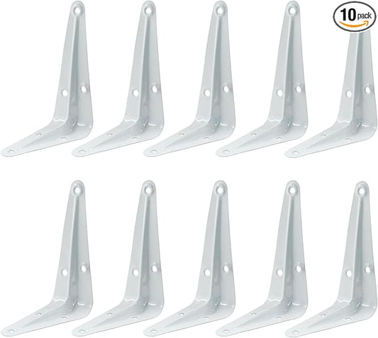 10 Pcs Shelf Brackets, 3 x 4 Inch Heavy Duty Metal Wall Corner Angle Shelving for Wall Hanging Shelves with Wall Anchors and Screws(White)