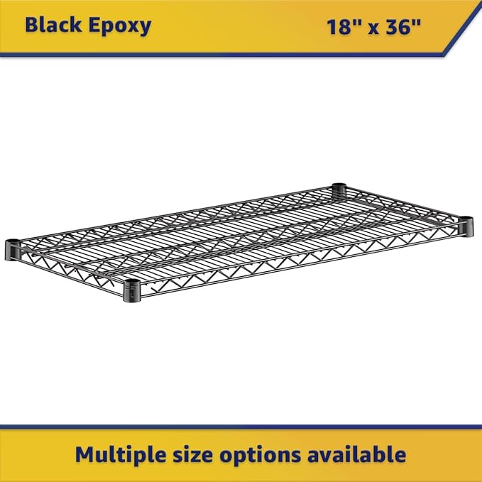 2-Pack Black 18" x 36" Additional Wire Shelf for Shelving Units, Replacement Shelves for Wire Rack