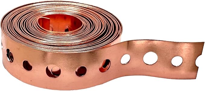 Rocky Mountain Goods Pipe Hanger Strap - 5/8 in. x 10 ft. - Copper Clad Steel - Supports Hanger Pipe to Walls, Joists, and Rafters - Copper Ensures Corrosion Resistance