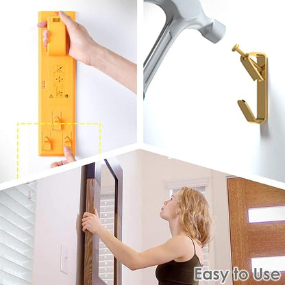 Picture Hangers, Picture Hooks for Hanging Pictures 30LB Frame Hooks Picture Hangers Heavy Duty Hardware Hanger Kit 50Pcs Wooden Wall Painting Hangers Hooks and Nails for Pictures