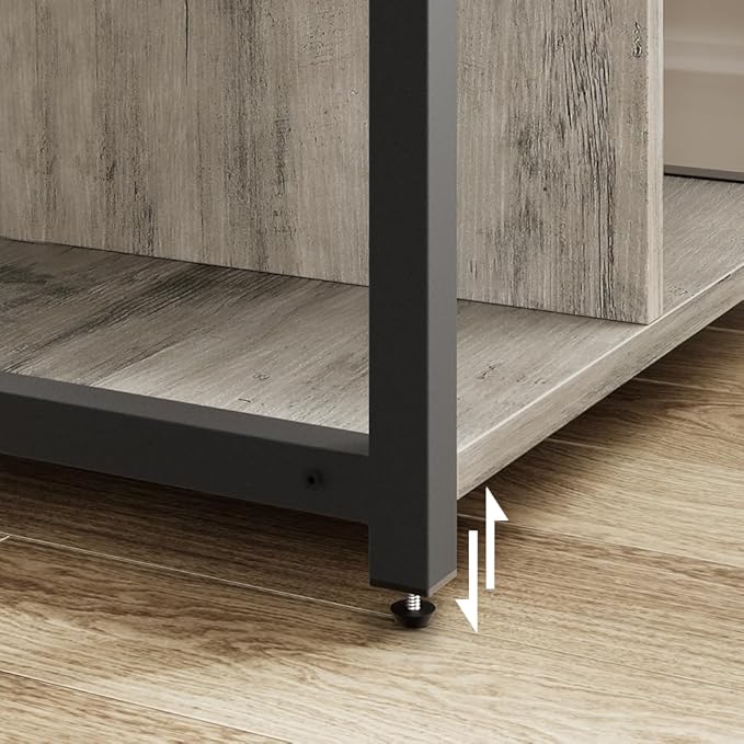 IDEALHOUSE Under Desk Printer Stand with Power Outlets and USB Charging Ports, Desktop Printer Table with Storage Shelf, 4 Tier Mobile Printer Stand with Wheels for Home Office, Rustic Gray