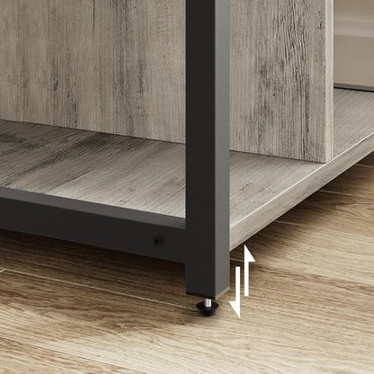IDEALHOUSE Under Desk Printer Stand with Power Outlets and USB Charging Ports, Desktop Printer Table with Storage Shelf, 4 Tier Mobile Printer Stand with Wheels for Home Office, Rustic Gray