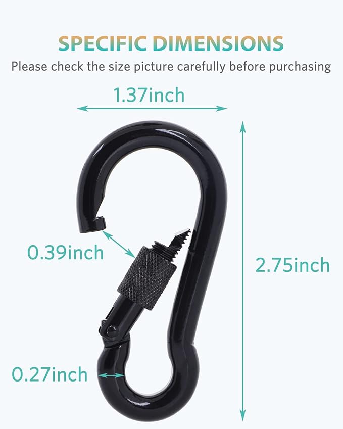 Carabiner Clips, 316 Stainless Steel Carabiner Clip, Heavy Duty Carabiner Hooks, Keychain Carabiners, Multi-Purpose Spring Snap Hook for Dog Leash, Outdoor Camping, Swing, Hammock