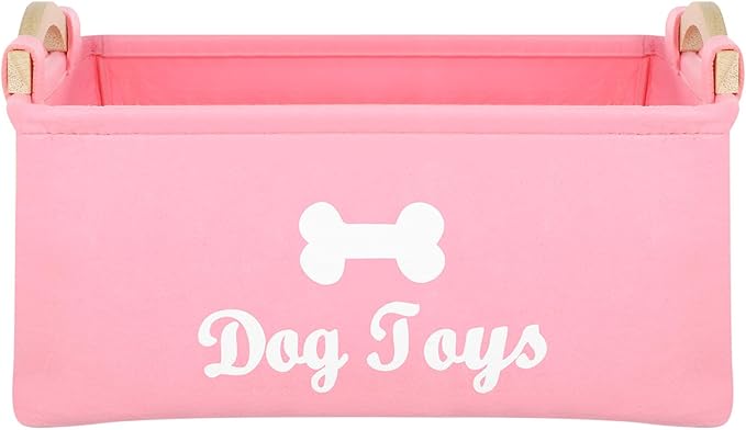 TEHAUX Pet Toy Storage Box Felt Organizer with Handles 15.35X11.02X6.69In Lightweight Foldable Container for Household Pet Toy and Sundries Storage