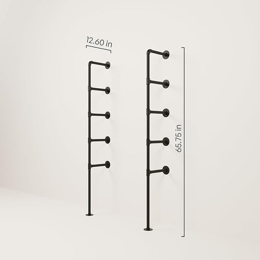 pamo Industrial Shelf Brackets Wall Mounted – Heavy Duty Floating Shelf Support, Black Steel Pipe Shelving, Adjustable DIY Shelf System, Modern Industrial Design (Boards Not Included)