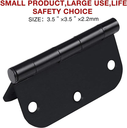 Rounded Door Hinges 3-1/2" x 3.5 inch, 5/8 Radius, Matte Black 3 ½ Inch 6 Pack