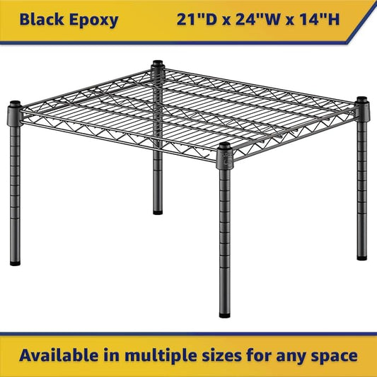 21" x 24" x 14" Black Epoxy Wire Storage Shelf, Dunnage Rack, Commercial 1 Tier Small Shelf
