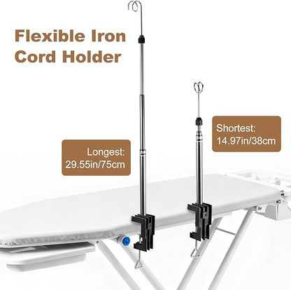 Universal Flexible Iron Cord Holder, Steam Iron Cord Holder for Standard Ironing Boards, Metal, Tabletop Mount