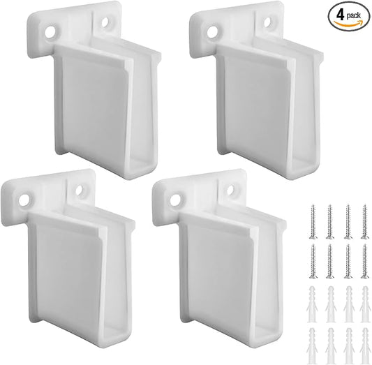 4 Pack Wire Shelf End Bracket - Heavy Duty Closet Shelf Brackets, White Plastic Closet Rod & Wall Shelf Supports with Screws, Suitable for Mesh Shelving