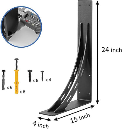 24 inch x 15 inch Heavy Duty Shelf Brackets , Metal Mantel Brackets (Set of 2) Fireplace Mantel Brackets - Countertop Support , Max Load 1100 Lbs (24 ’‘ x 15 ’‘)