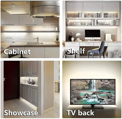 Sensky Motion Sensor LED Strip Light Under Cabinet Lighting Kit, LED Strip Light with Motion Sensor, FCC Listed Power Adapter for Gun Safe Light, Shelf, TV Wall Lighting (8.2FT,6000K)