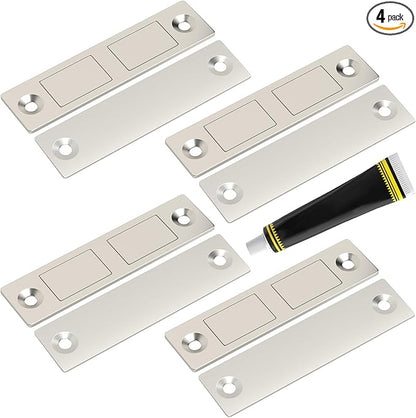 Cabinet Magnets Stick On Jiayi 4 Pack 30 LB Ultra Thin Invisible Magnetic Door Catch No Drill, Dual Magnet Door Closer Latch, Heavy Duty Strong Door Drawer Magnet for Kitchen Wardrobe Closet Closure