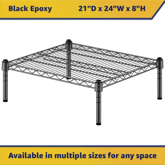 21" x 24" x 8" Black Epoxy Wire Storage Shelf, Dunnage Rack, Commercial 1 Tier Small Shelf