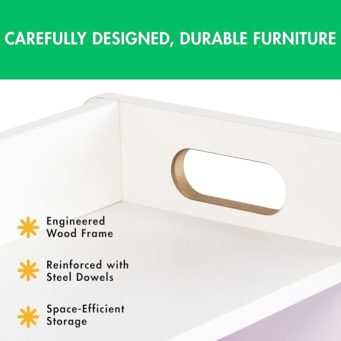 Humble Crew Toy Storage Organizer with Top Shelf and 9 Removable Bins, White/White – Toddler Bookshelf with Toy Organizer - Modern Toy Rack Ideal for Kids' Rooms, Playrooms, and Nurseries