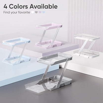 3 Pack Bathroom Organizers and Storage - Multi-Purpose,2-Tier Clear Pull Out Organization for Bathroom,Under Sink,Kitchen,Vanity,Countertop,Cabinet,Pantry & Medicine Cabinet,White