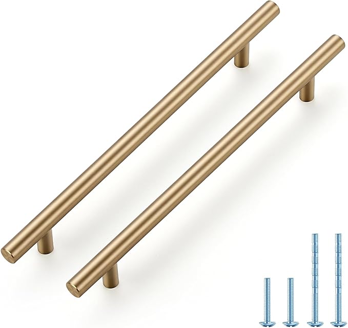 JOY DECOR 45 Pack Champagne Bronze Cabinet Pulls – 10 Inch Length, 7-1/2 Inch (192mm) Hole Center – Stainless Steel Kitchen Cabinet Handles for Drawer and Cupboard