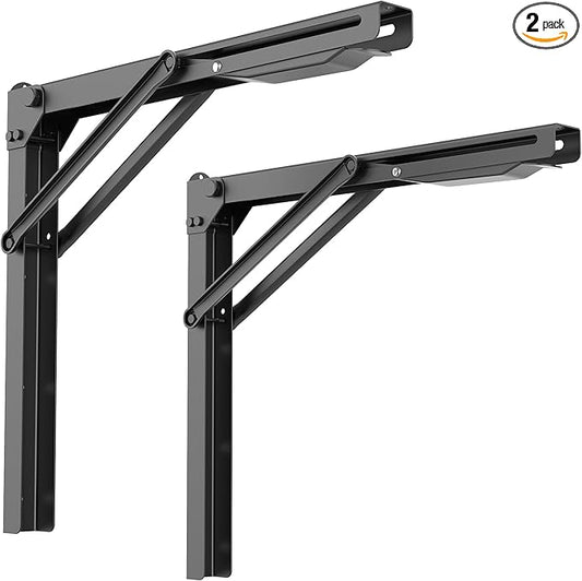 Ultrawall Folding Shelf Brackets, Heavy Duty Collapsible Shelf Bracket, 18 Inch Sturdy Table Brackets, Max Load 550lb, 2Pcs
