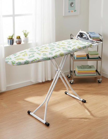 SheeChung Ironing Board 13"x43",Foldable Ironing Boards with Iron Rest,Compact Ironing Board for Small Space,Heat Resistant Cover,7 Adjustable Height,Heavy Duty Sturdy Legs,Yellow Leaf
