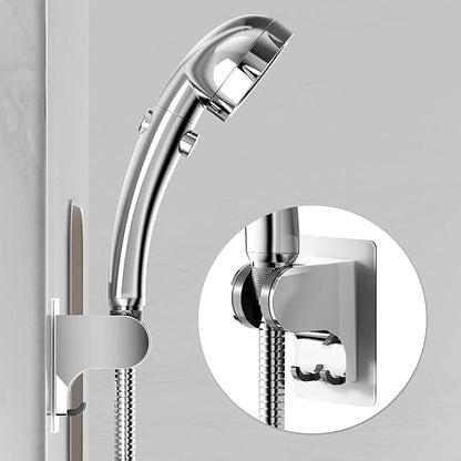 JONKEAN Shower Head Holder Without Drilling, 3m Handheld Shower Head Holder Adhesive, 50°Adjustable Shower Wand Holder Wall Mount, Shower Head Bracket with Hook (Chrome, 1 Pack)