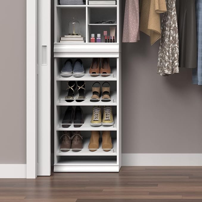 ClosetMaid Modular Storage Shelf Unit with Angled Shoe Shelves, White