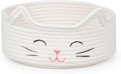 ZLG Round Woven Storage - Baby Diaper, Towel, Dog Toy & Decor Gift Basket - White - 9.8 x 4 inches