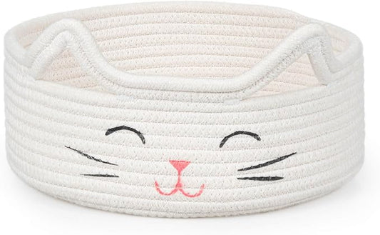 ZLG Round Woven Storage - Baby Diaper, Towel, Dog Toy & Decor Gift Basket - White - 9.8 x 4 inches