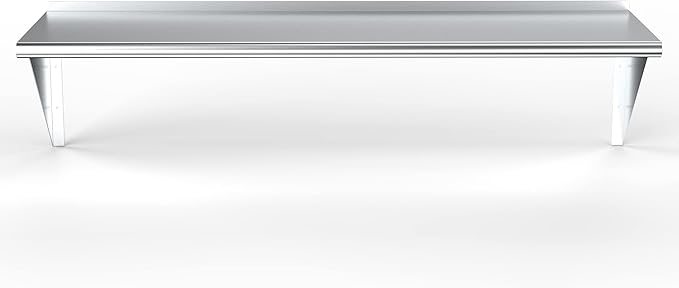 NSF Certified 18 Gauge Heavy Duty Stainless Steel Wall Shelf with Brackets for Kitchens, Utility Rooms, Storage, Offices & Home (60'x18)