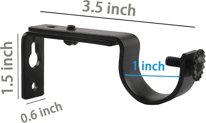 Eau 10 Pieces of Adjustable Black Curtain Rod Brackets, Heavy Duty Single Curtain Rod Holders for Maximum 1 Inch Rod, Wall-Mounted