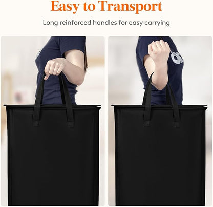 Lifewit 65L Slim Small Laundry Hamper, Laundry Basket with Lid, Dirty Collapsible Clothes Storage with Easy Carry Extended Handles, Tall Hampers for Bedroom Laundry Room, Black, 1 Pack