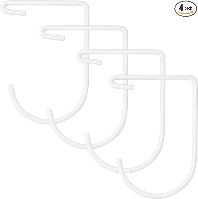 Heavy-Duty Overhead Storage Rack + Wall Mount Shelving Hooks – 4-Pack Steel Storage Hooks for Bikes, Ladders, Tools & Gear – Fits Overhead Racks & Shelving (Powder Coated)