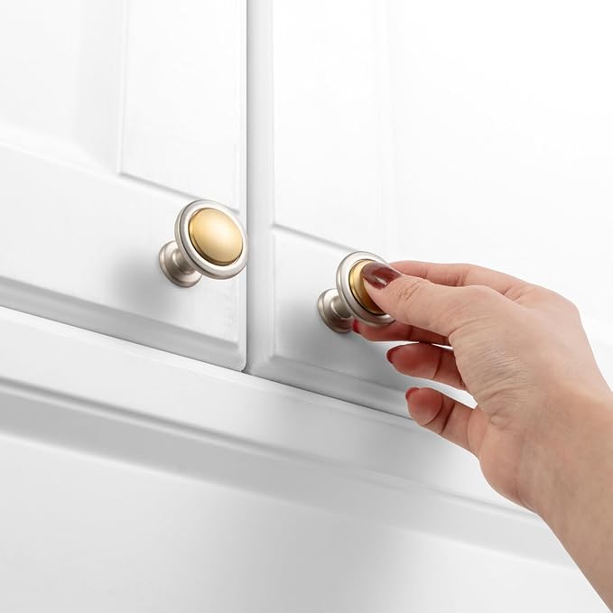 KOOFIZO 10 Pack Gold and Nickel Kitchen Cabinet Knobs Brushed Gold and Silver Drawer Knobs 1960 Round Single Hole Cabinet Pulls for Cabinets Drawers Dresser Cupboard Bedroom Bathroom