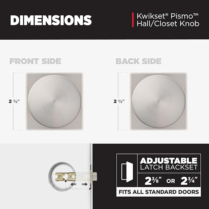 Kwikset Pismo Interior Passage Door Knob,Handle for Closet and Hallway Doors,Non-Locking Doorknob in Satin Nickel,with Microban Protection,(Pack of 12)