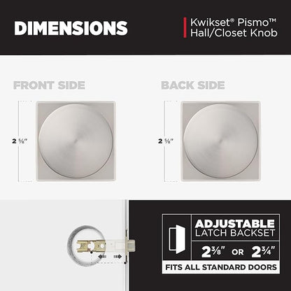 Kwikset Pismo Interior Passage Door Knob,Handle for Closet and Hallway Doors,Non-Locking Doorknob in Satin Nickel,with Microban Protection,(Pack of 10)