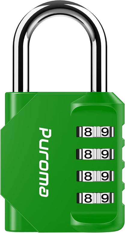 Puroma 1 Pack Combination Lock for Locker 4 Digit Outdoor Waterproof Padlock for School, Gym, Sports, Fence, Toolbox, Gate, Case, Outdoor, Hasp Storage, Cabinets (Green)