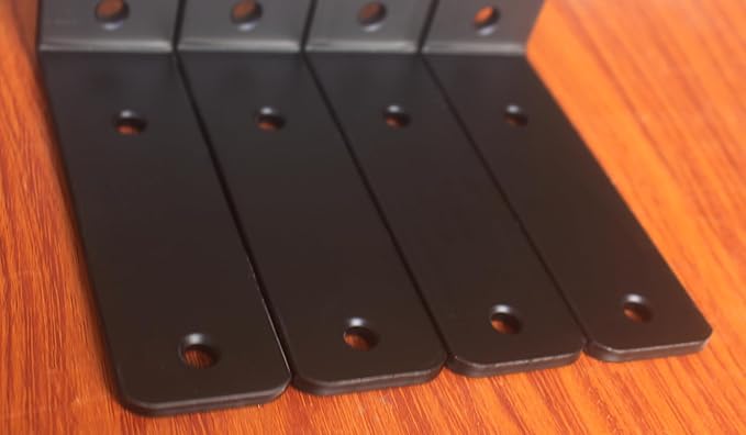 6 Pack - L 5" x H 2" x W1.5, 5mm Thick Black L Shelf Bracket, Iron Shelf Brackets, Metal Shelf Brackets, Floating Shelf, Shelf Supports with Screws