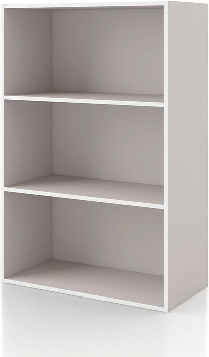 Homes: Inside + Out Apexa 3-Tier Cube Storage Organizer Shelves, Stackable Wood Bookcase Fits Cubby Bins for Organization, Dorm Teen Room Decor & Home Office, Taupe Grey