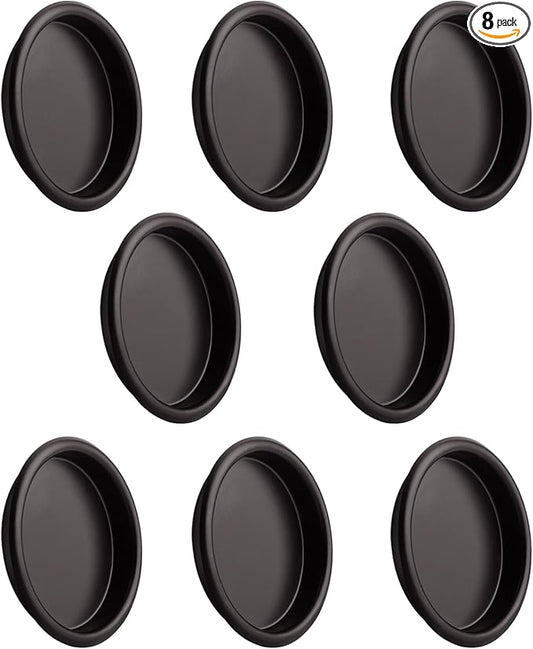 HOMOTEK 8 Pack Closet Door Finger Pulls, 2-1/16' Round Sliding Handles, Bypass & Pocket Door Pulls, Easy Snap No Drill, Oil Rubbed Bronze