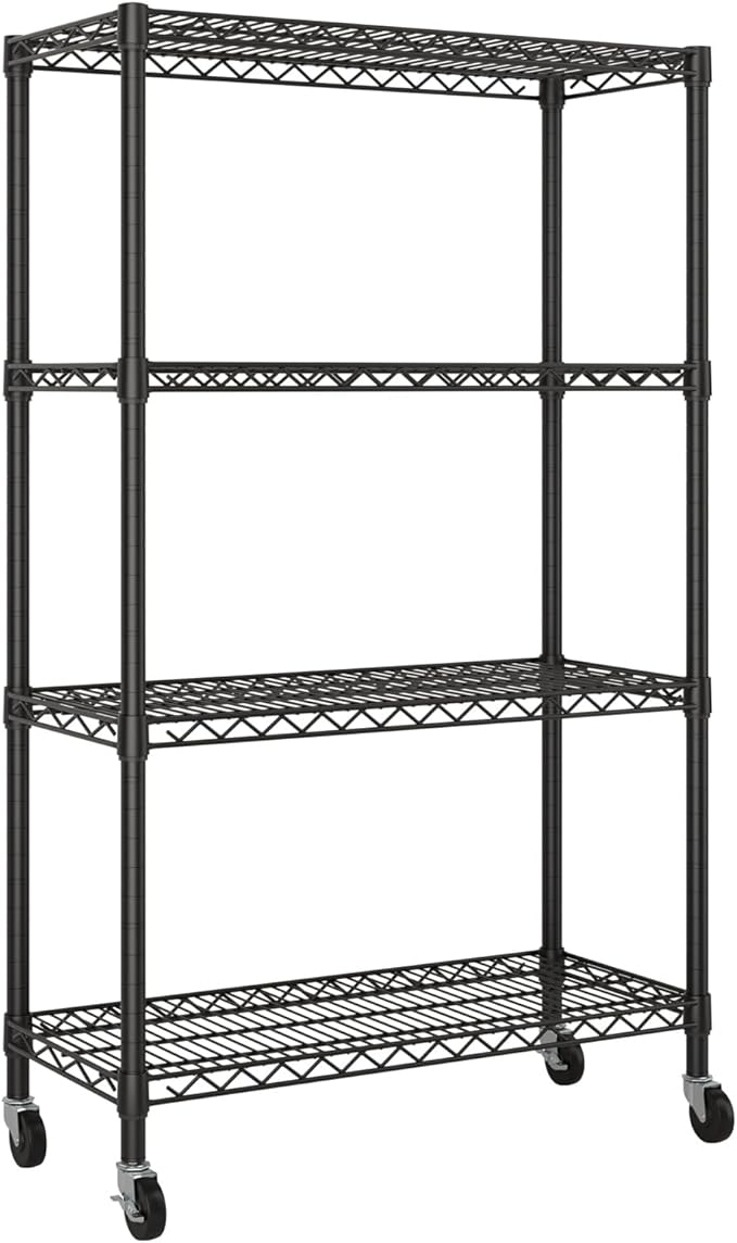 SINGAYE 4 Garage Heavy Duty Shelving Unit Kitchen Pantry Close Home Organizers and Storage Bathroom Shelf Laundry Room Organization Industrial Book Metal Wire Adjustable Shelves