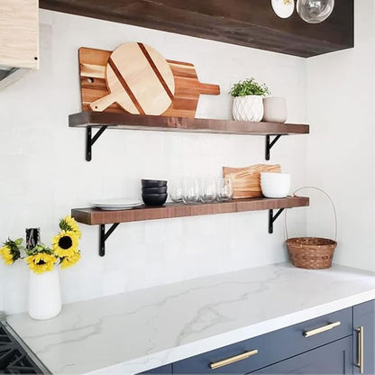 Shelf Brackets 4 Pcs Heavy Duty Triangle Shelf Brackets 6 in X 4 in Metal Shelf Support Angle Brackets Black Wall Shelf Brackets with Screws for Shelves Support DIY