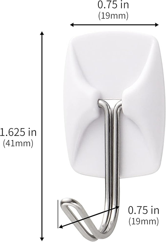 20 Small Hooks+40 Removable Strips, White Wire Hanger Hooks, Heavy Duty with Adhesive Strips, Damage-Free Utility Hooks, No Tools Wall Hook for Hanging, Value Pack