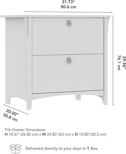 Bush Home Salinas 2 Drawer Lateral File Cabinet in Cape Cod Gray, Home Office Storage Solution, Organizer with Drawers for Workspace, Filing Unit