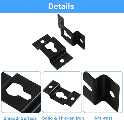 Piutouyar 20 Pcs Heavy Duty Keyhole Hangers, Metal Keyhole Bracket Hanger Accessories Fasteners with Screws for Picture Frames Mirrors Cabinet Box Audio Speaker Hanger Hook(Black, 40x20mm)