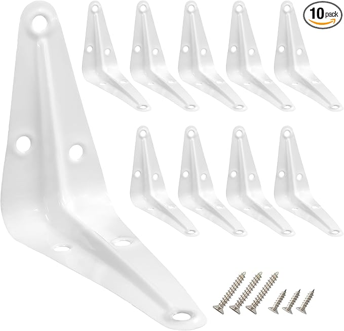 Lilaly 10 Pack Shelf Brackets 4 Inch Shelf Bracket, Heavy Duty L Brackets for Shelves for Hanging Floating Shelves Brack with Screws and Wall Anchors(3"x4",White)