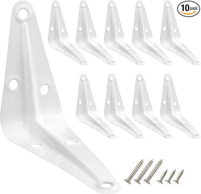 Lilaly 10 Pack Shelf Brackets 4 Inch Shelf Bracket, Heavy Duty L Brackets for Shelves for Hanging Floating Shelves Brack with Screws and Wall Anchors(3"x4",White)