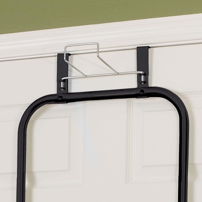 Household Essentials Over The Door Ironing Board, Self-Closing, Slim and Compact, Perfect for Small Spaces, Includes Padded Board Cover, Matte Black
