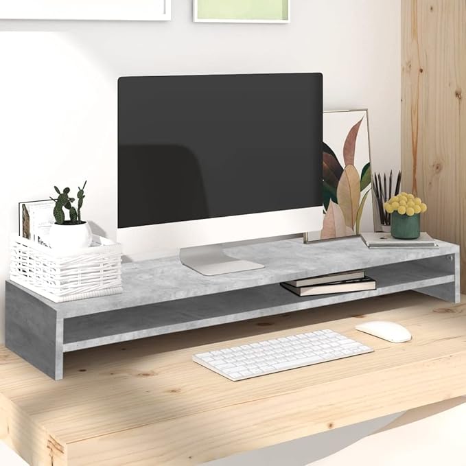 vidaXL Monitor Stand Concrete Grey 39.4x9.4x5.1 Engineered Wood