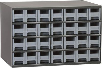 Akro-Mils Steel Garage Storage Cabinet, Small Parts Organizer Metal Cabinet for Hardware, Nails, Screws, Bolts, Nuts, and More, 17" W x 11" D x 11" H, 28-Drawer, Gray Cabinet/Gray Drawers (19228)