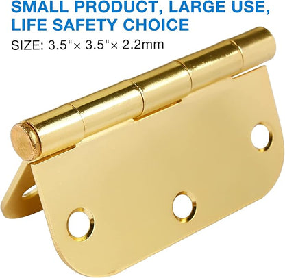 18 Pack Door Hinges for Doors Interior 3 1/2 Door Hinges 3.5 Inch 5/8" Radius Rounded Polished Brass Hinges Bright Gold Bedroom Bathroom Office Hallway Indoor Standard Residential Door Hinge Yellow